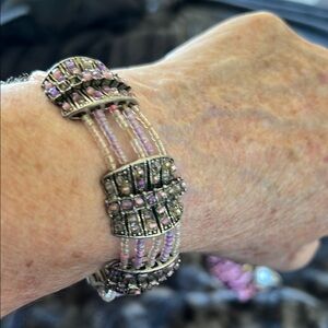 Intricate Pink and Silver Multi-Strand Bracelet